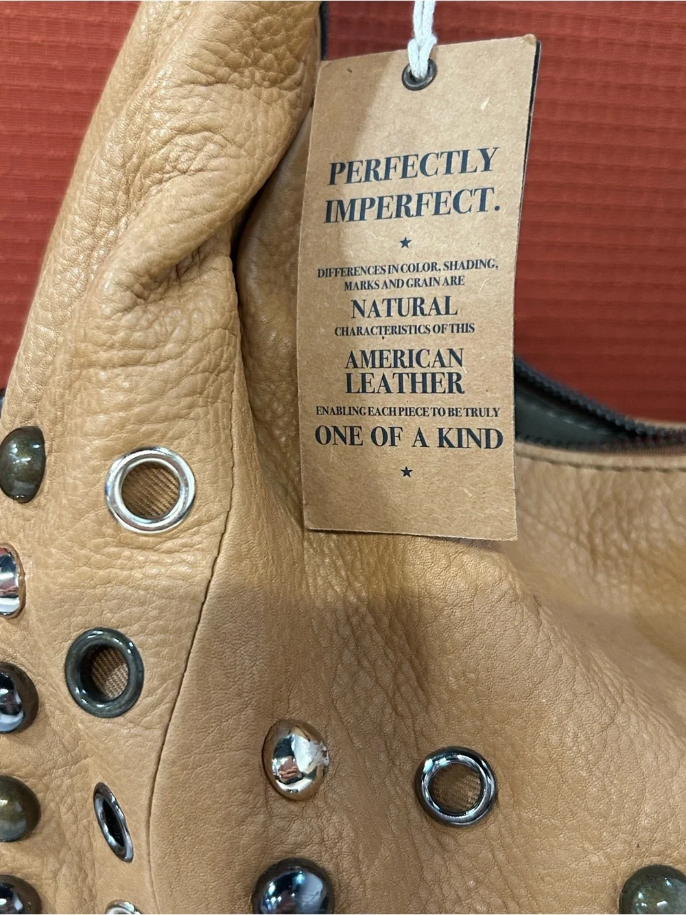 NWT American Leather large studded hobo